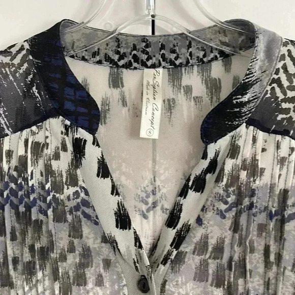 PerSeption Concepts Sheer Button Down Roll Sleeve Blouse.​​ - Picture 14 of 16